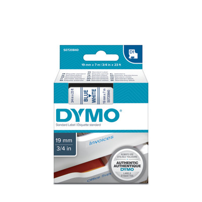 Dymo D1 kazetta, 19mmx7m, kék/fehér (45804)